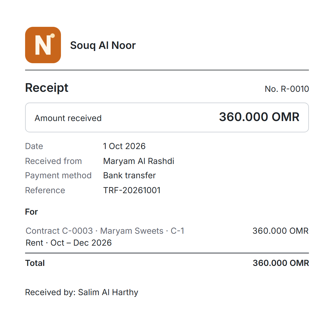 A ShowRaf payment receipt